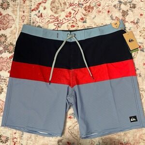 Quicksilver Surfsilk Panel 20" Boardshorts‎ Mens 40 Dark Navy Red Swim Trunks
